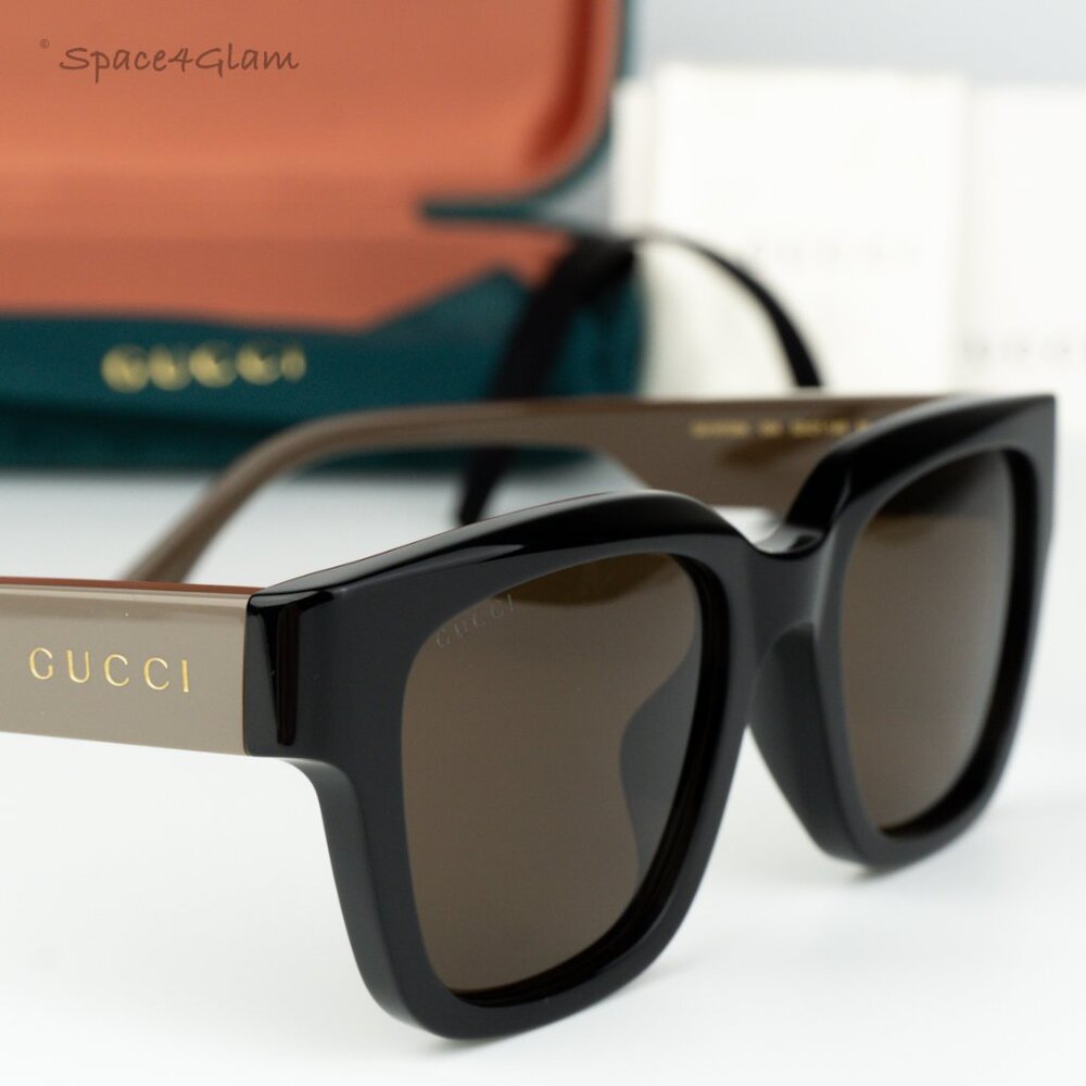 NEW Gucci GG1670SK 004 Black Green Brown Unisex Square Sunglasses GG 1670SK